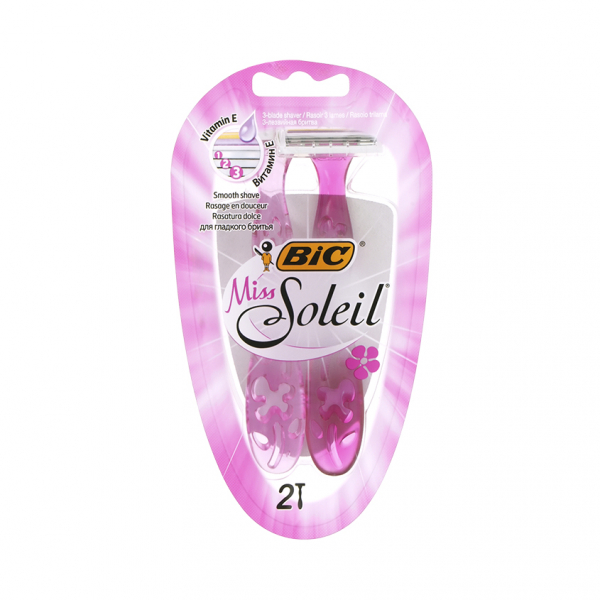 Станок для бритья одноразовый `BIC` MISS SOLEIL PINK с тройным лезвием 2 шт